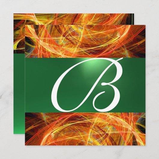 Invitation MONOGRAMME DE PHOTON jaune émeraude vert (Devant / Derrière)