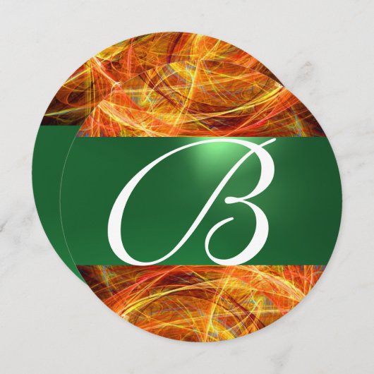 Invitation MONOGRAMME DE PHOTON jaune émeraude vert (Devant / Derrière)