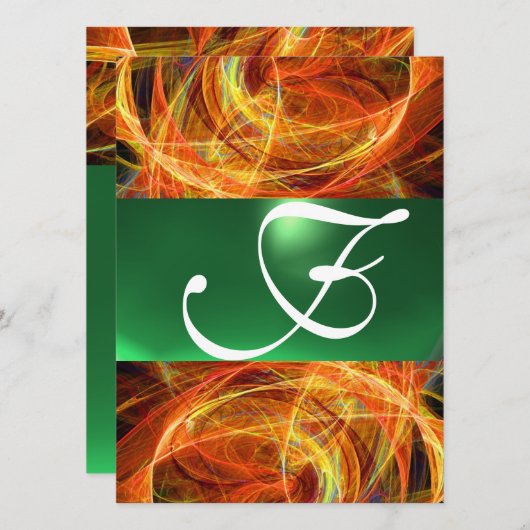 Invitation MONOGRAMME DE PHOTON jaune émeraude vert (Devant / Derrière)