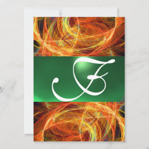 Invitation MONOGRAMME DE PHOTON jaune émeraude vert