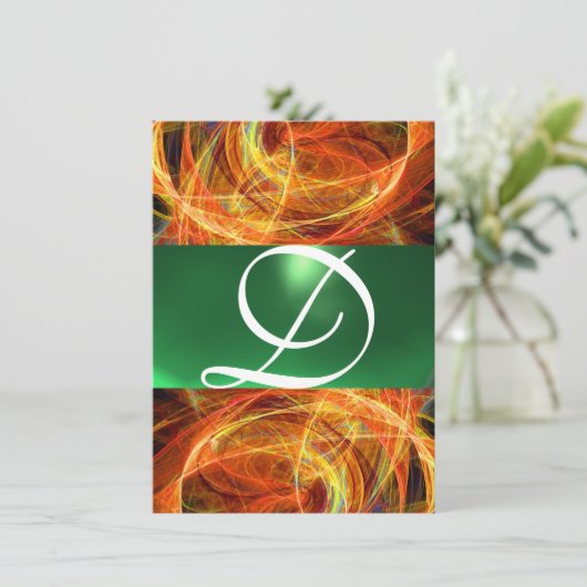 Invitation MONOGRAMME DE PHOTON jaune émeraude vert (Debout devant)