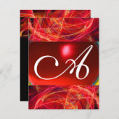 Invitation MONOGRAMME DE PHOTON ROUGE noir rose (Devant / Derrière)