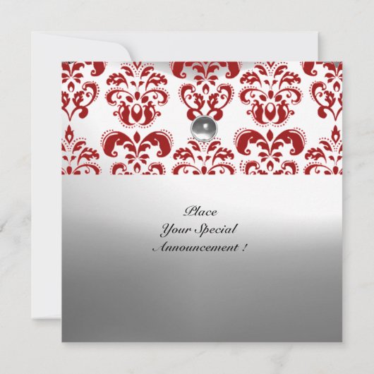 INVITATION MONOGRAMME DE PIERRE GEMME EN DAMAS ROUGE ET BLANC (Dos)