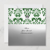 INVITATION MONOGRAMME DE PIERRE GEMME EN DAMAS VERT ET BLANC (Dos)