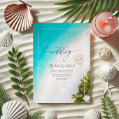 Invitation Monogramme de plage tropicale Photo Mariage et cod