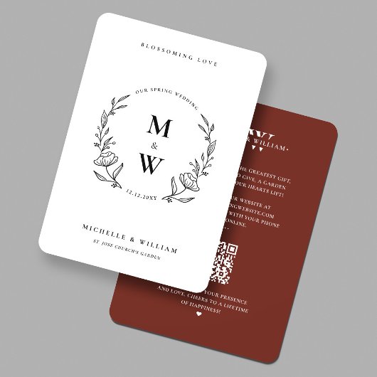 Invitation Monogramme de printemps minimaliste Boho Mariage e