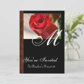 Invitation Monogramme de rose rouge toute l'invitation (Debout devant)