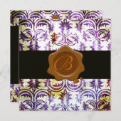 Invitation MONOGRAMME DE SCEAU À LA CIRAGE DAMASSÉ ANTIQUE, v (Devant / Derrière)