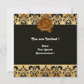 Invitation MONOGRAMME DE SCEAU EN CIRE DE DAMASK, noir et mar (Dos)