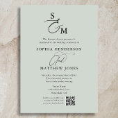 Invitation Monogramme de script élégant 4 Photo Mariage