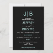 Invitation monogramme de script simple, mariage turquoise et (Devant)