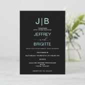 Invitation monogramme de script simple, mariage turquoise et (Debout devant)
