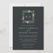 Invitation Monogramme de serre | Mariage botanique vert (Devant)
