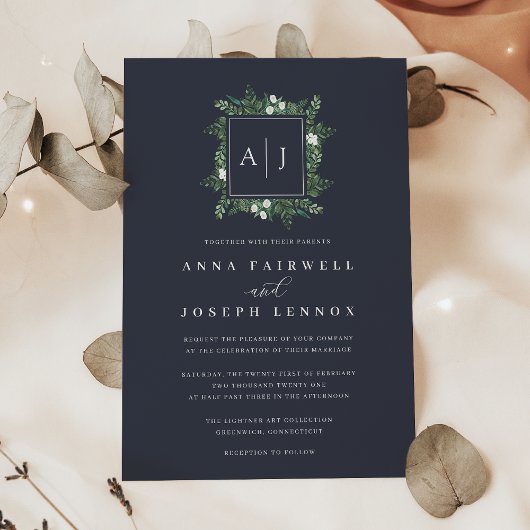 Invitation Monogramme de serre | Mariage botanique vert
