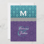 Invitation Monogramme de Teal, pourpre et gris G500E3 de (Dos)