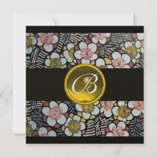 INVITATION MONOGRAMME DE TOPAZ JAUNE HAIKU/SPRING FLEURS