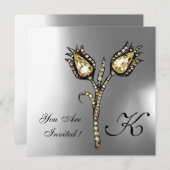 Invitation MONOGRAMME DE TULIPS DE DIAMANT, Pierre blanche gr (Devant / Derrière)