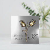 Invitation MONOGRAMME DE TULIPS DE DIAMANT, Pierre blanche gr (Debout devant)