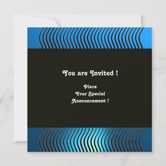 Invitation MONOGRAMME DE VAGUES ÉLÉGANTES, saphir bleu (Dos)