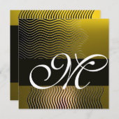Invitation MONOGRAMME DE VAGUES ÉLÉGANTES, topaz jaune (Devant / Derrière)