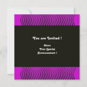 Invitation MONOGRAMME DE VAGUES STYLISH, noir et blanc, viole (Dos)