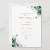 Invitation Monogramme de verdure florale 50e anniversaire de (Devant)