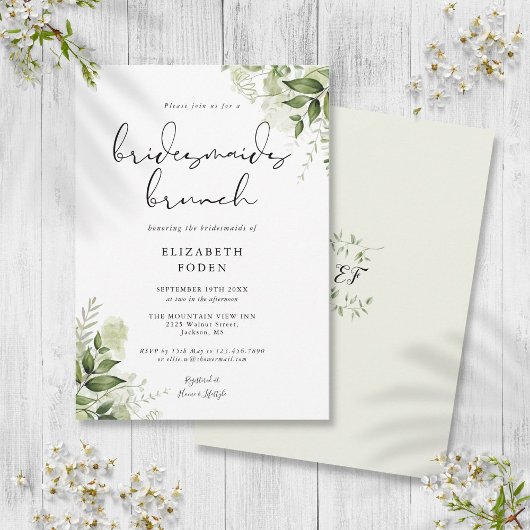 Invitation Monogramme de verdure rustique Bridesmaids Brunch