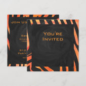 Invitation Monogramme de zèbre orange et noir (Devant / Derrière)