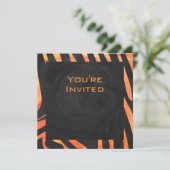 Invitation Monogramme de zèbre orange et noir (Debout devant)