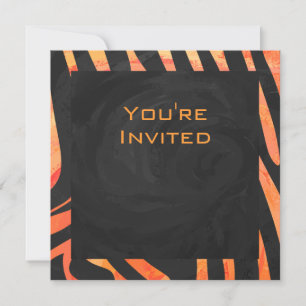 Invitation Monogramme de zèbre orange et noir