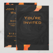 Invitation Monogramme de zèbre orange et noir (Devant / Derrière)