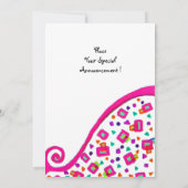 INVITATION MONOGRAMME DÉCO ABSTRAIT BLANC FUCHSIA ROSE (Dos)