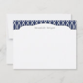 Invitation Monogramme d'élégance Navy Blue Modern Trellis (Dos)