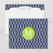 Invitation Monogramme d'élégance Navy Blue Modern Trellis (Devant / Derrière)