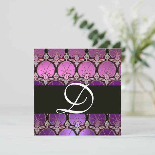 INVITATION MONOGRAMME DES CARNATIONS DE DOMMASQUES NOIRS VIOL (Debout devant)