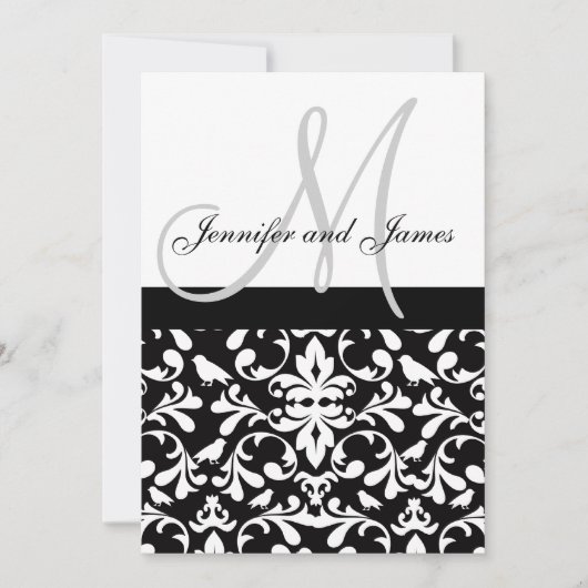 Invitation Monogramme des noms d'invitation Bird Mariage dama (Devant)