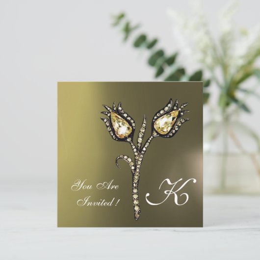 Invitation MONOGRAMME DES TULIPS DE DIAMONNE, Gray Agate (Debout devant)