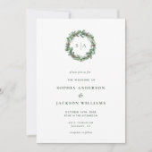 Invitation Monogramme d'hiver minimaliste Mariage de couronne (Devant)