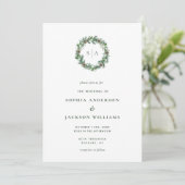 Invitation Monogramme d'hiver minimaliste Mariage de couronne (Debout devant)