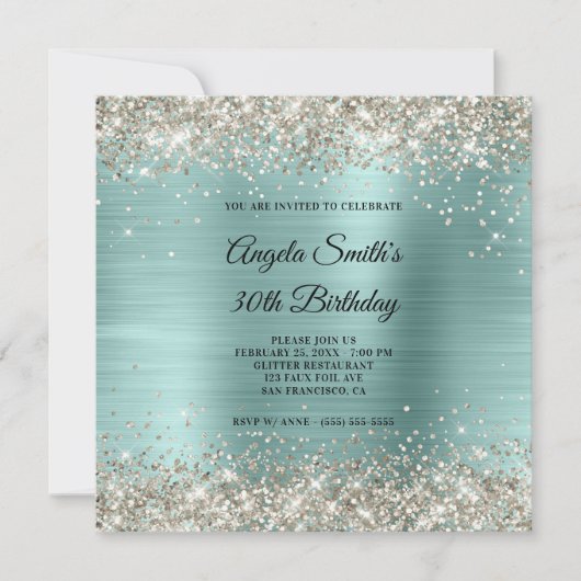 Invitation Monogramme d'huile de Parties scintillant Platine  (Devant)