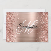 Invitation Monogramme d'huile d'or Rose Glittery 40e annivers (Dos)
