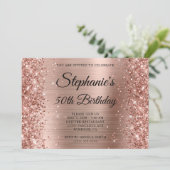 Invitation Monogramme d'huile d'or Rose Glittery 50e annivers (Debout devant)