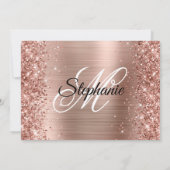 Invitation Monogramme d'huile d'or Rose Glittery 50e annivers (Dos)