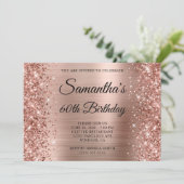 Invitation Monogramme d'huile d'or Rose Glittery 60e annivers (Debout devant)