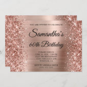 Invitation Monogramme d'huile d'or Rose Glittery 60e annivers (Devant / Derrière)