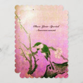 Invitation MONOGRAMME D'OISEAU DE PRINTEMPS Fuchsia rose Brow (Devant / Derrière)