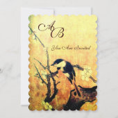 Invitation MONOGRAMME D'OISEAU DE PRINTEMPS, jaune marron cha (Dos)