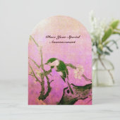 Invitation MONOGRAMME D'OISEAU DE PRINTEMPS Rose Fuchsia Blan (Debout devant)