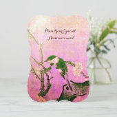 Invitation MONOGRAMME D'OISEAU DE PRINTEMPS Rose Fuchsia Blan (Debout devant)