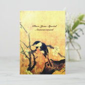 Invitation MONOGRAMME D'OISEAU PRINTEMPS, Brown Jaune or (Debout devant)